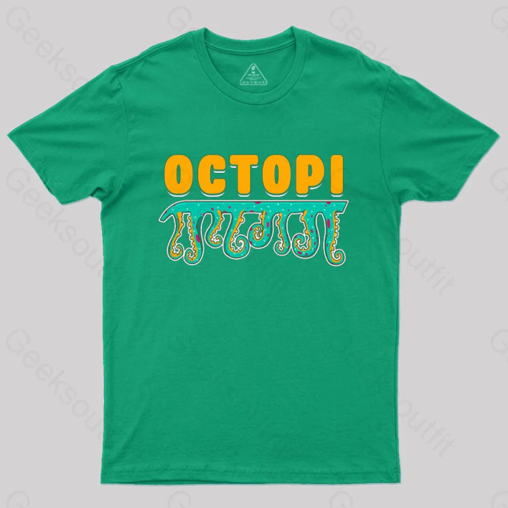 Funny Octopi Math Pi T-Shirt Green / S