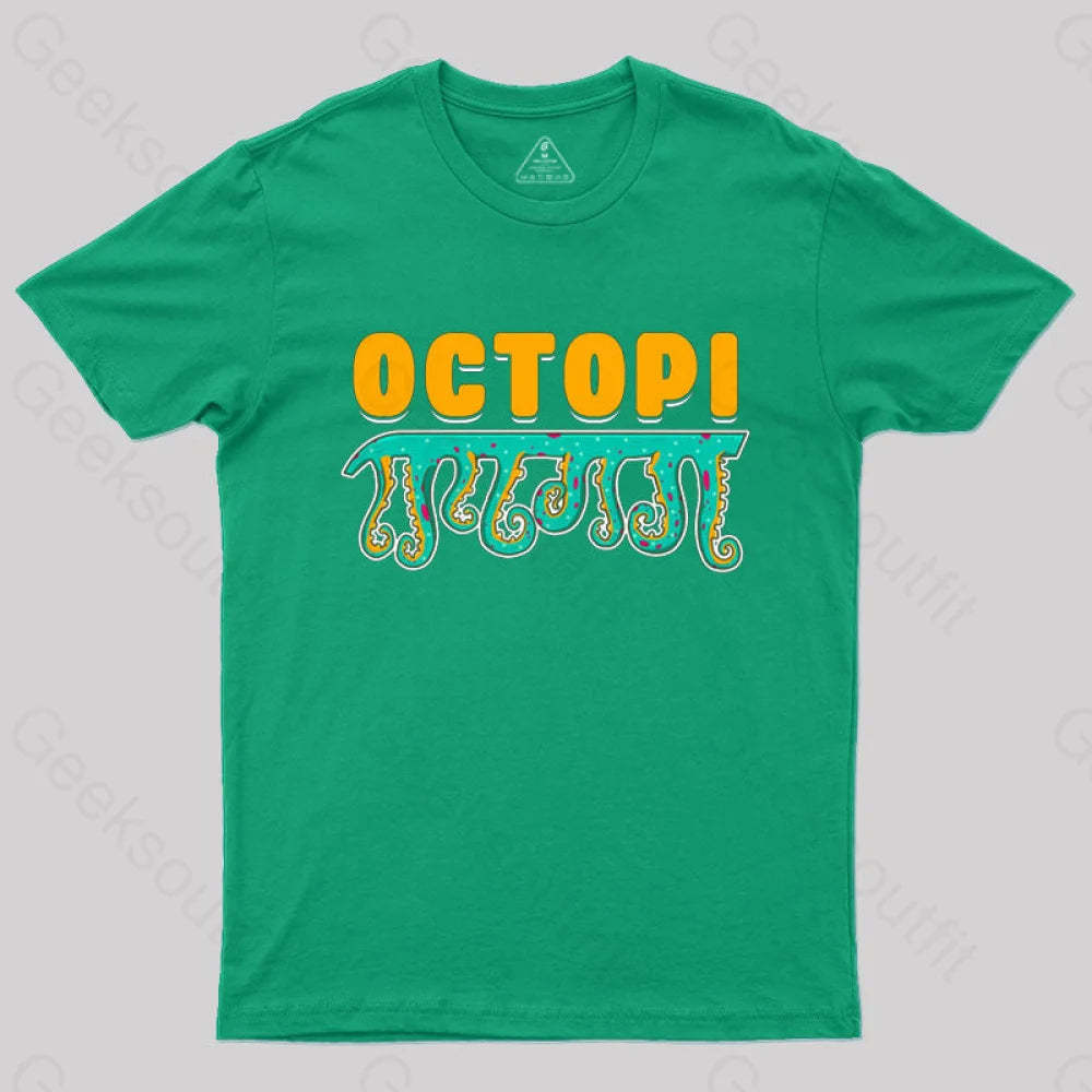 Funny Octopi Math Pi T-Shirt Green / S