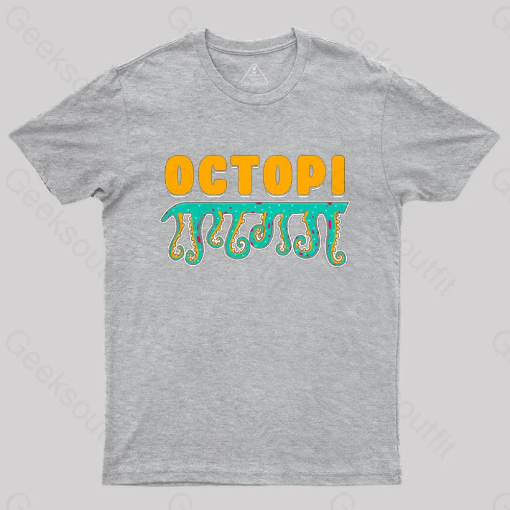 Funny Octopi Math Pi T-Shirt Grey / S