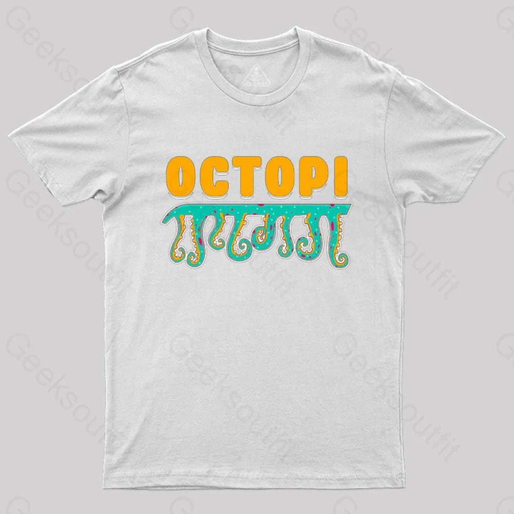 Funny Octopi Math Pi T-Shirt White / S