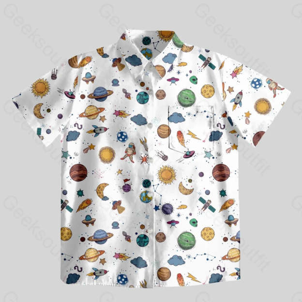 Funny Outer Space Button Up Pocket Shirt - Geeksoutfit