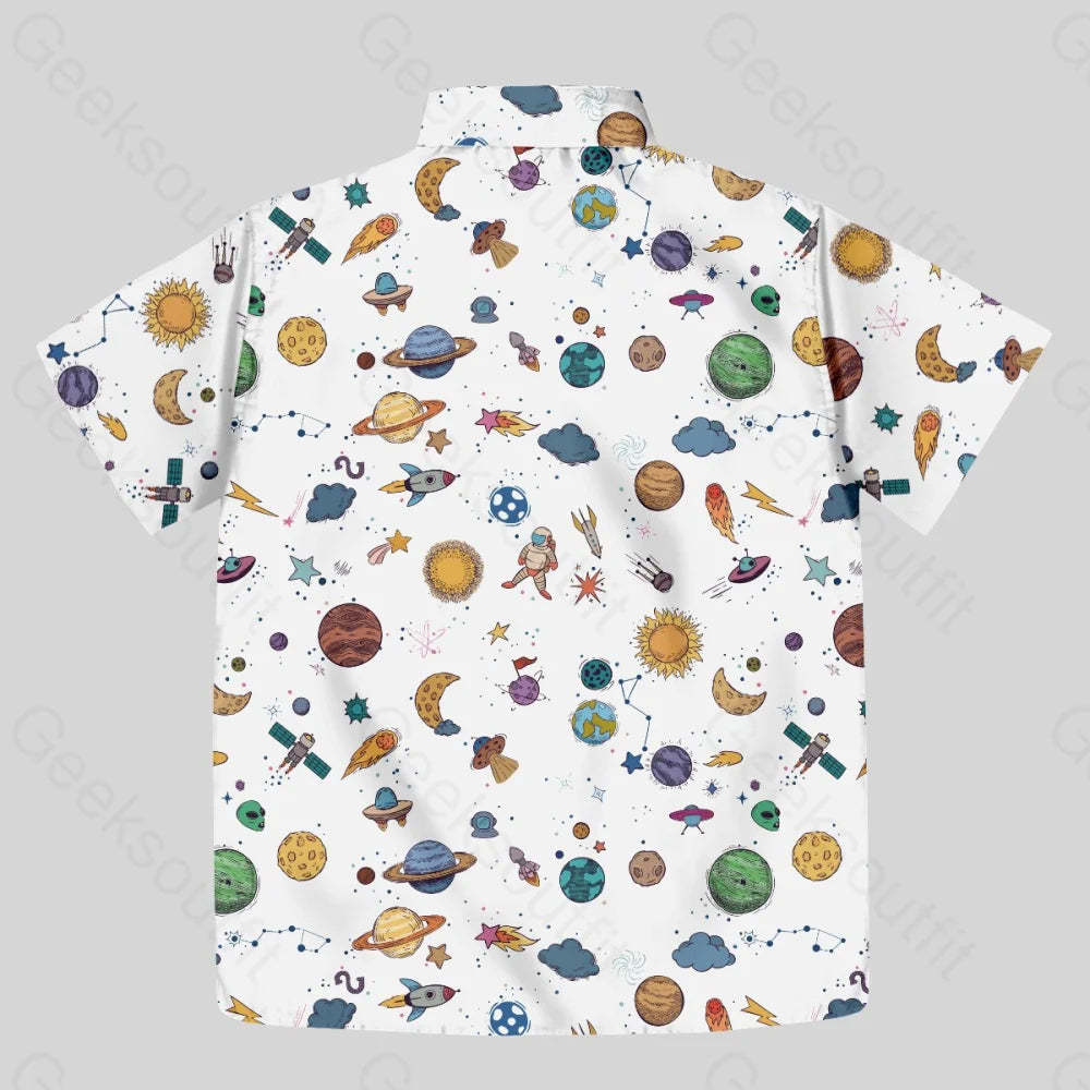 Funny Outer Space Button Up Pocket Shirt - Geeksoutfit