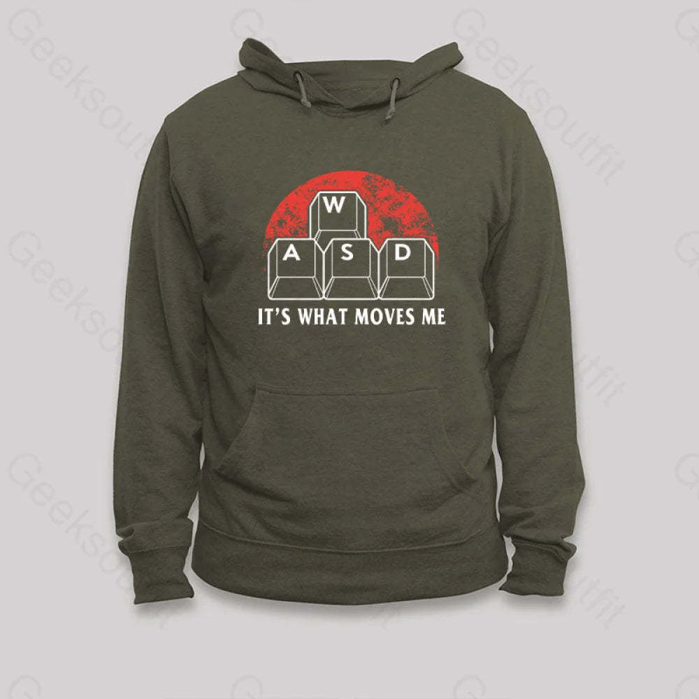 Funny Pc Gamer Computer Nerd Hoodie Army Green / S
