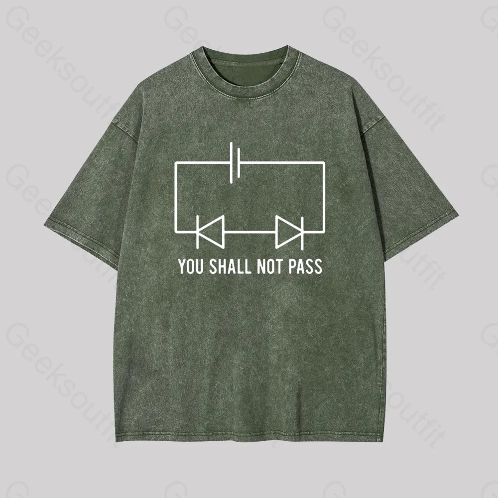 Funny Physics Shall Not Pass Geek Washed T-Shirt Armygreen / S