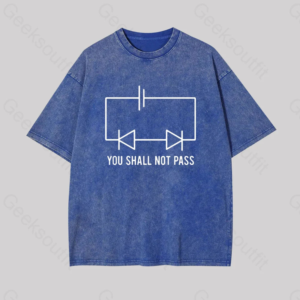 Funny Physics Shall Not Pass Geek Washed T-Shirt Blue / S