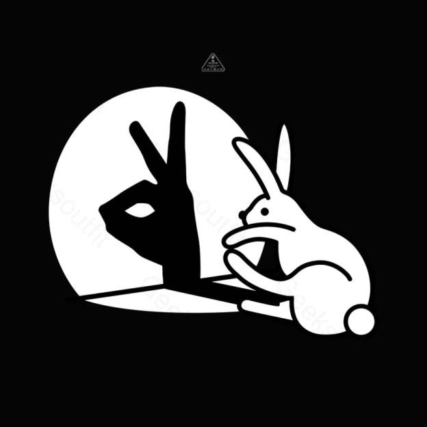 Funny Rabbit Hand Shadow Puppets Bunny Figure Pop Art Geek T-Shirt
