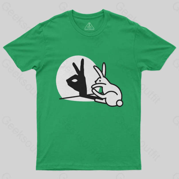 Funny Rabbit Hand Shadow Puppets Bunny Figure Pop Art T-Shirt