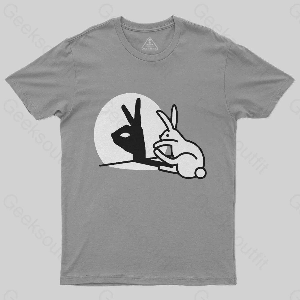 Funny Rabbit Hand Shadow Puppets Bunny Figure Pop Art T-Shirt - Geeksoutfit