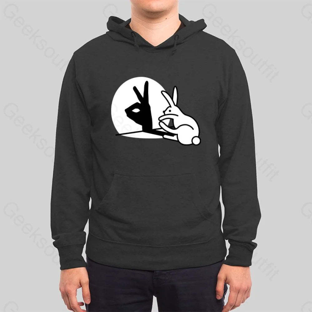 Funny Rabbit Hand Shadow Puppets Bunny Figure Pop Art Hoodie - Geeksoutfit