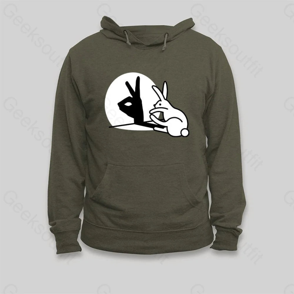 Funny Rabbit Hand Shadow Puppets Bunny Figure Pop Art Hoodie - Geeksoutfit