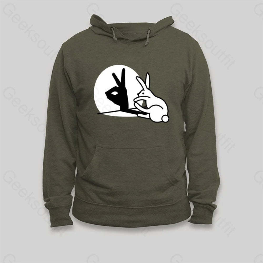 Funny Rabbit Hand Shadow Puppets Bunny Figure Pop Art Hoodie - Geeksoutfit