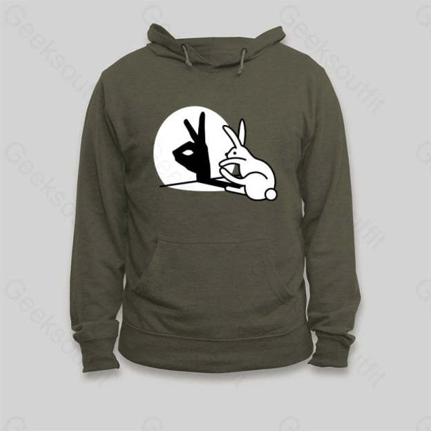 Funny Rabbit Hand Shadow Puppets Bunny Figure Pop Art Hoodie - Geeksoutfit
