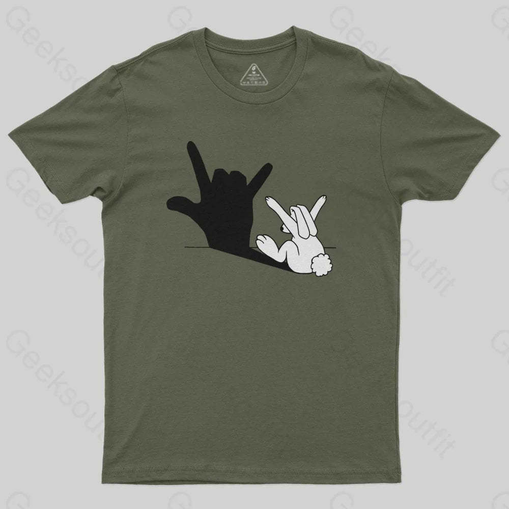 Funny Rabbit Hand Shadow T-Shirt - Geeksoutfit