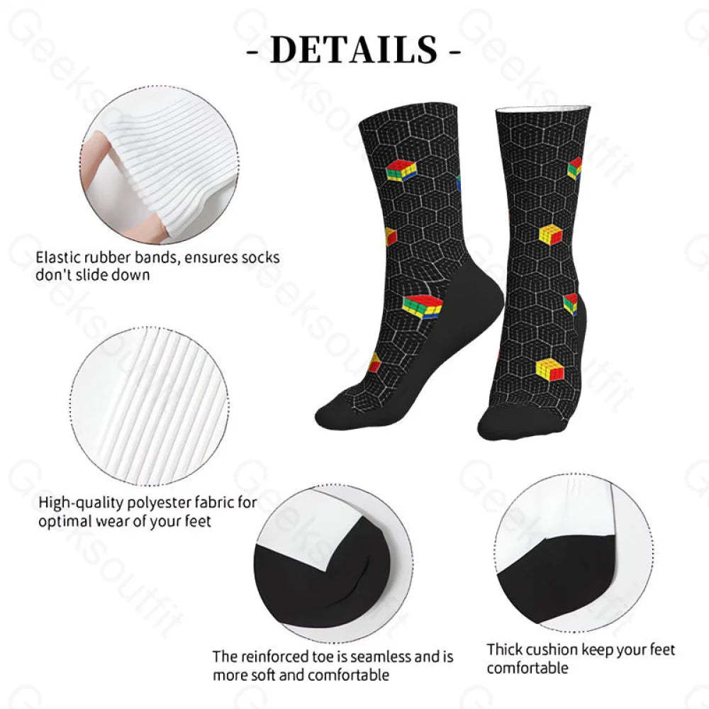 Funny Rubik’s Cube Honeycomb Men’s Socks