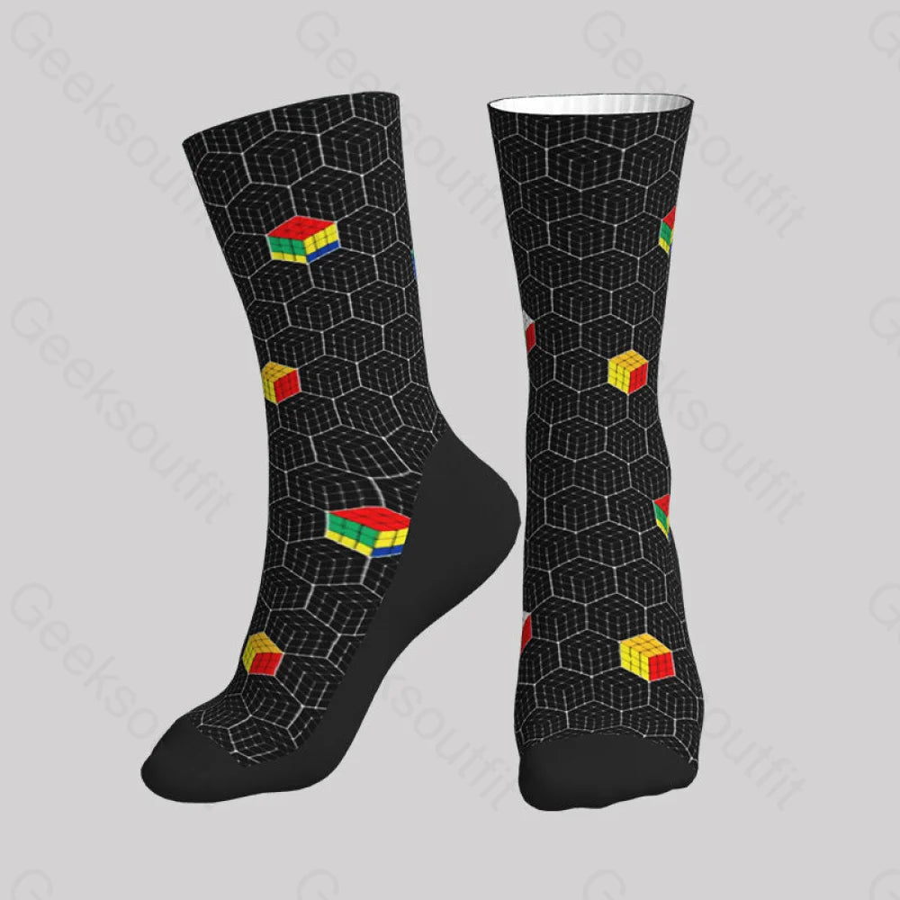 Funny Rubik’s Cube Honeycomb Men’s Socks