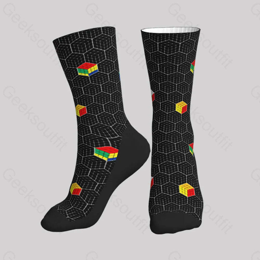 Funny Rubik’s Cube Honeycomb Men’s Socks