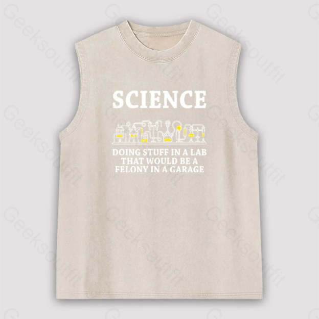 Funny Science Definition Unisex Washed Tank Apricot / S