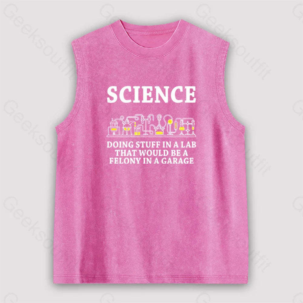 Funny Science Definition Unisex Washed Tank Pink / S