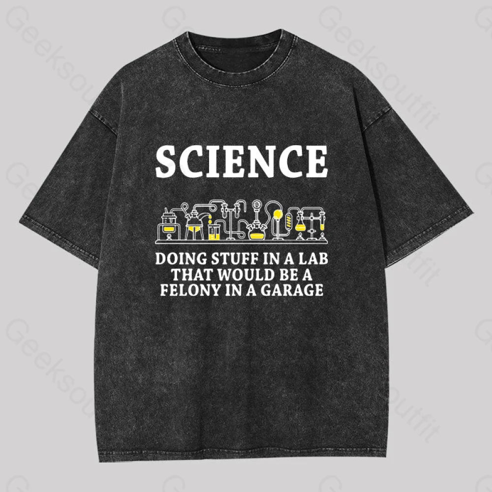 Funny Science Definition Washed T-Shirt Black / S