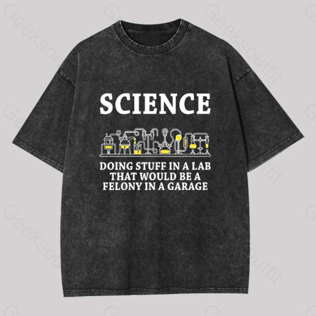 Funny Science Definition Washed T-Shirt Black / S
