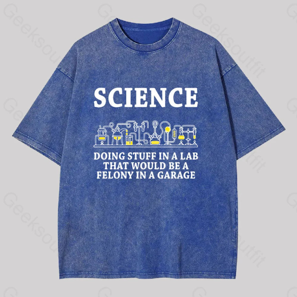 Funny Science Definition Washed T-Shirt Blue / S