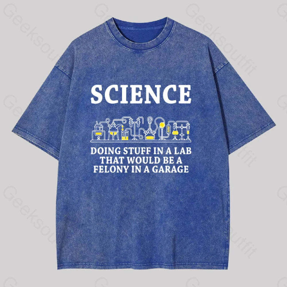 Funny Science Definition Washed T-Shirt Blue / S