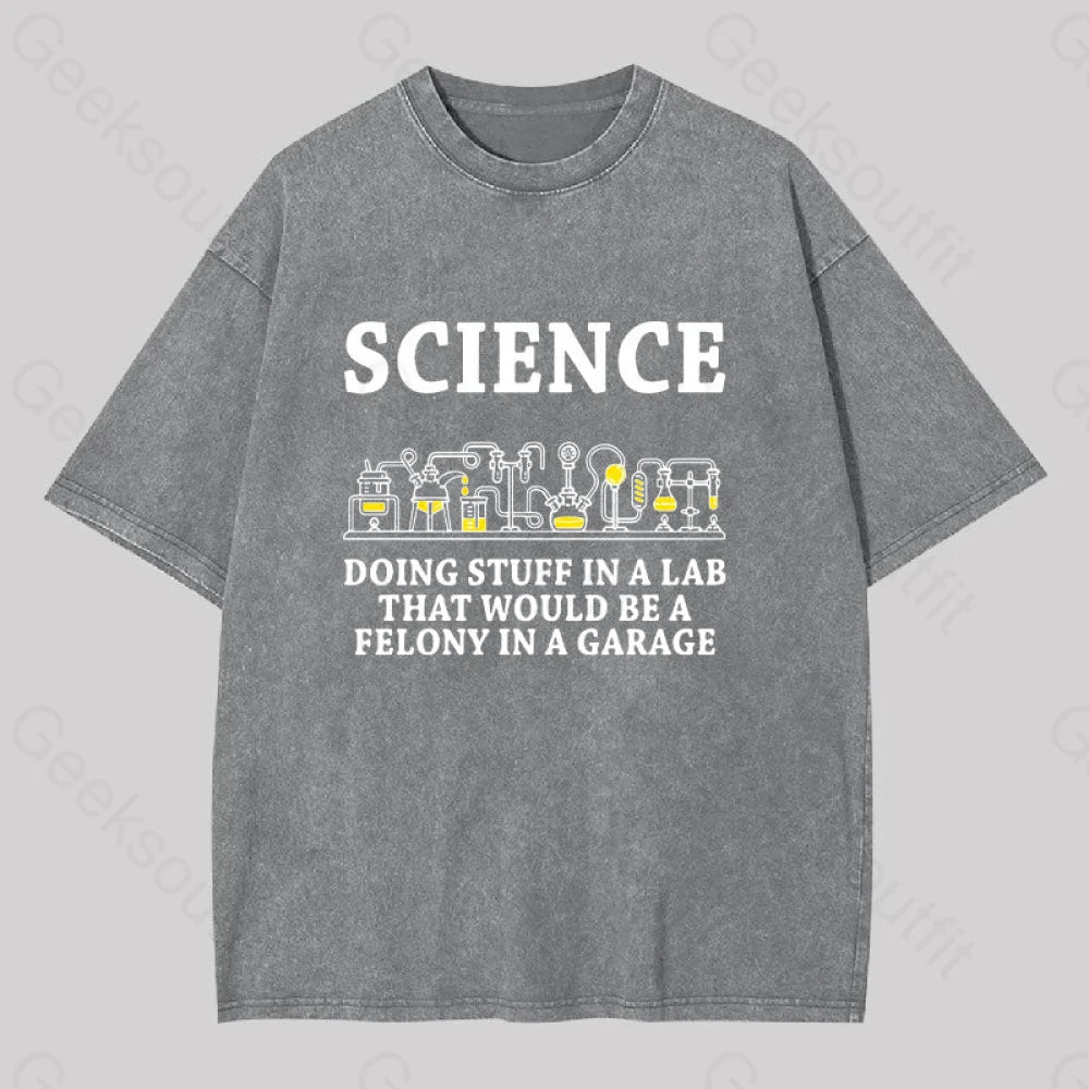 Funny Science Definition Washed T-Shirt Grey / S