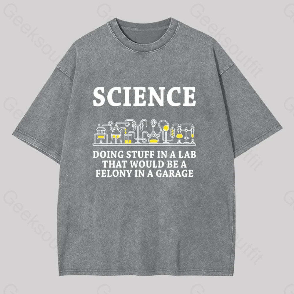 Funny Science Definition Washed T-Shirt Grey / S