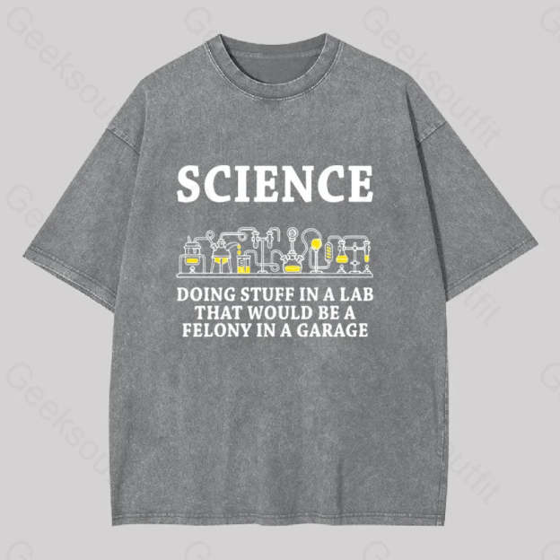 Funny Science Definition Washed T-Shirt Grey / S