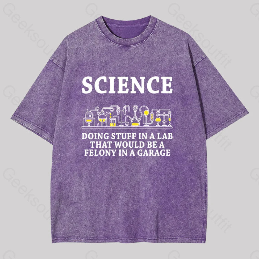 Funny Science Definition Washed T-Shirt Purple / S