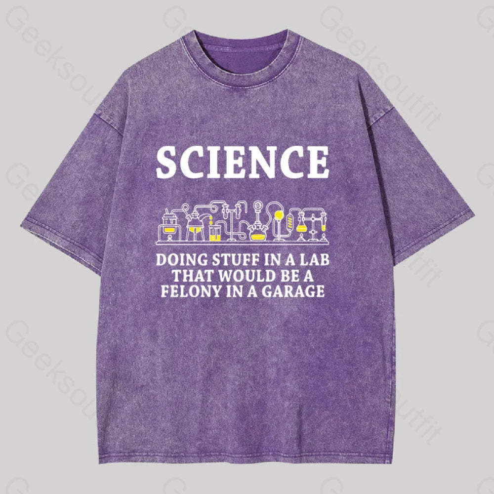Funny Science Definition Washed T-Shirt Purple / S