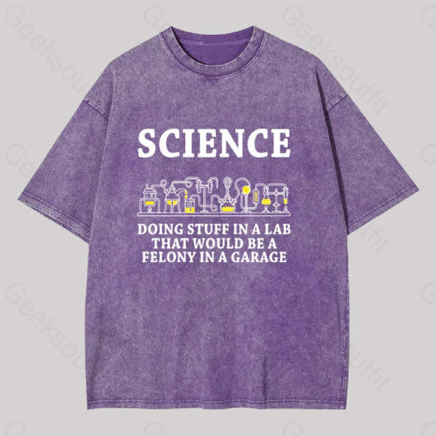 Funny Science Definition Washed T-Shirt Purple / S