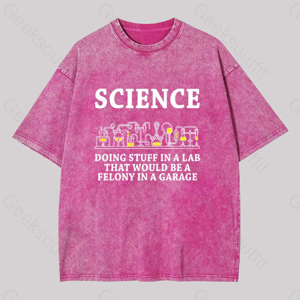Funny Science Definition Washed T-Shirt Rose Red / S