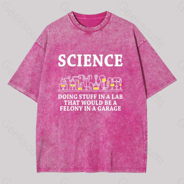 Funny Science Definition Washed T-Shirt Rose Red / S