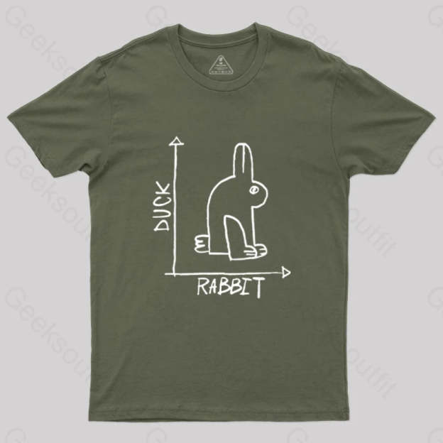 Funny Science Duck Rabbit Nerd T-Shirt Army Green / S