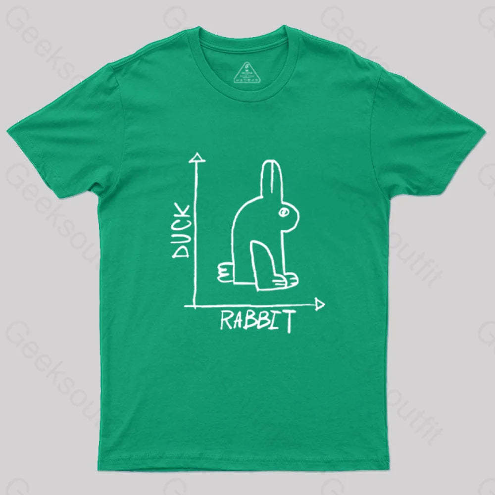 Funny Science Duck Rabbit Nerd T-Shirt Green / S