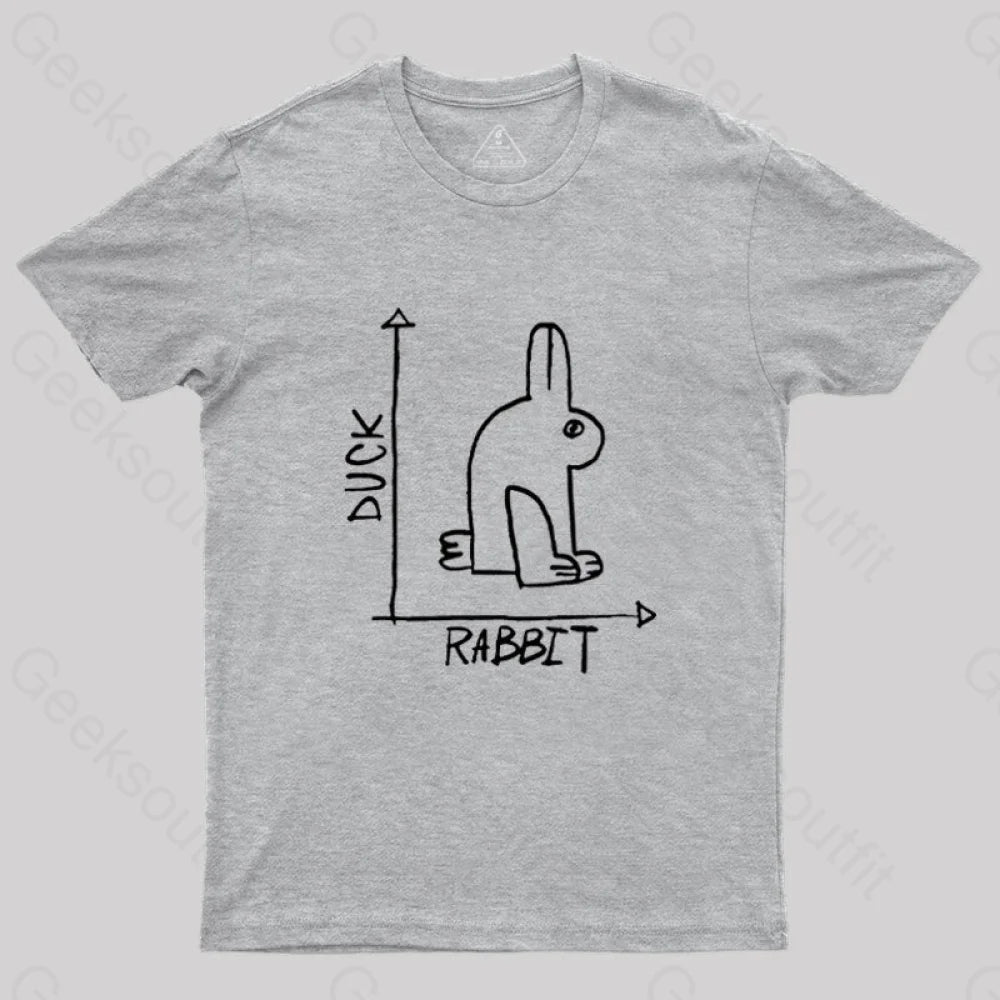 Funny Science Duck Rabbit Nerd T-Shirt Grey / S