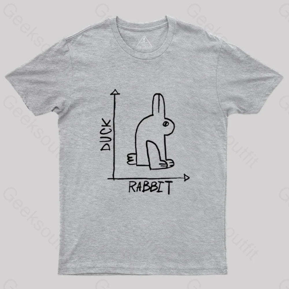 Funny Science Duck Rabbit Nerd T-Shirt Grey / S