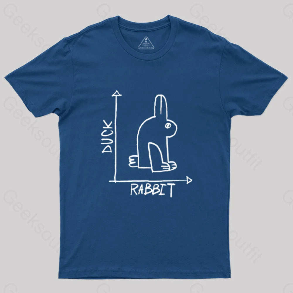 Funny Science Duck Rabbit Nerd T-Shirt Navy / S