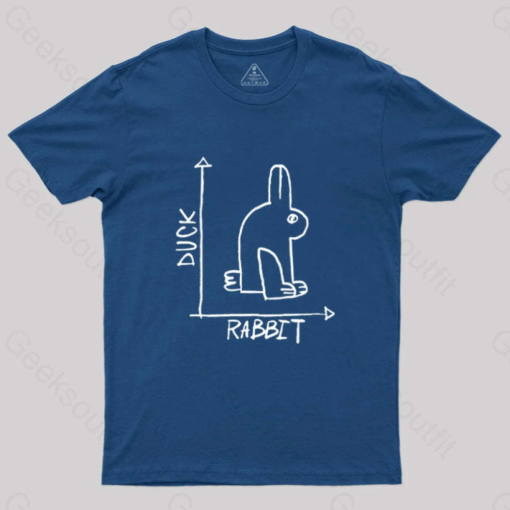 Funny Science Duck Rabbit Nerd T-Shirt Navy / S
