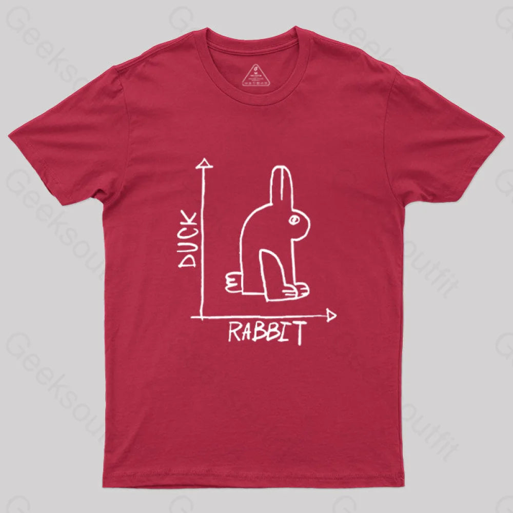 Funny Science Duck Rabbit Nerd T-Shirt Red / S