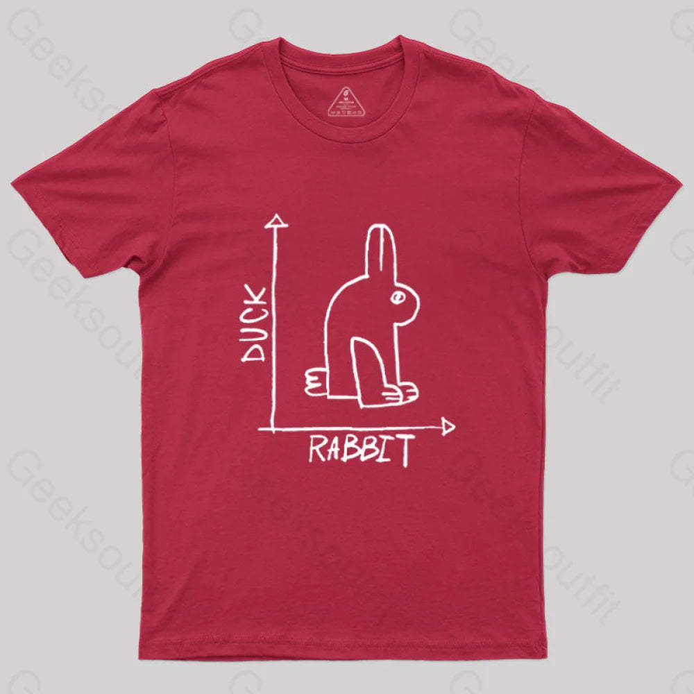 Funny Science Duck Rabbit Nerd T-Shirt Red / S