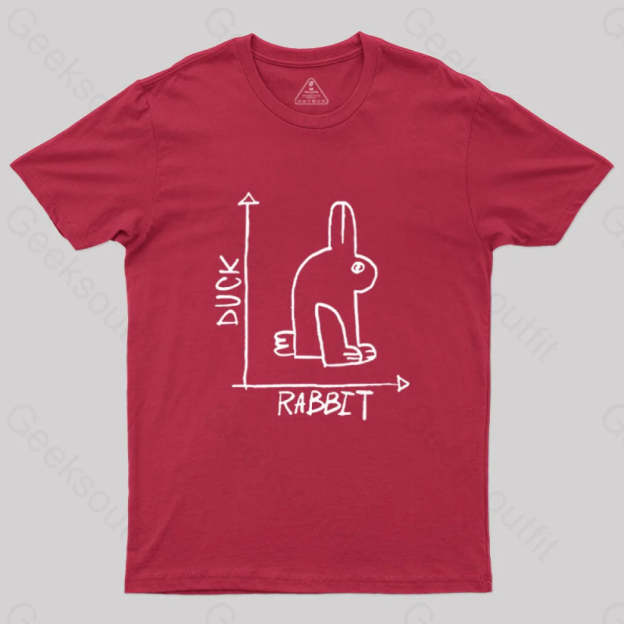 Funny Science Duck Rabbit Nerd T-Shirt Red / S