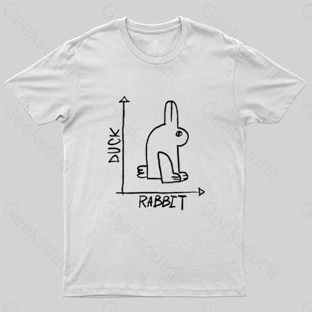 Funny Science Duck Rabbit Nerd T-Shirt White / S