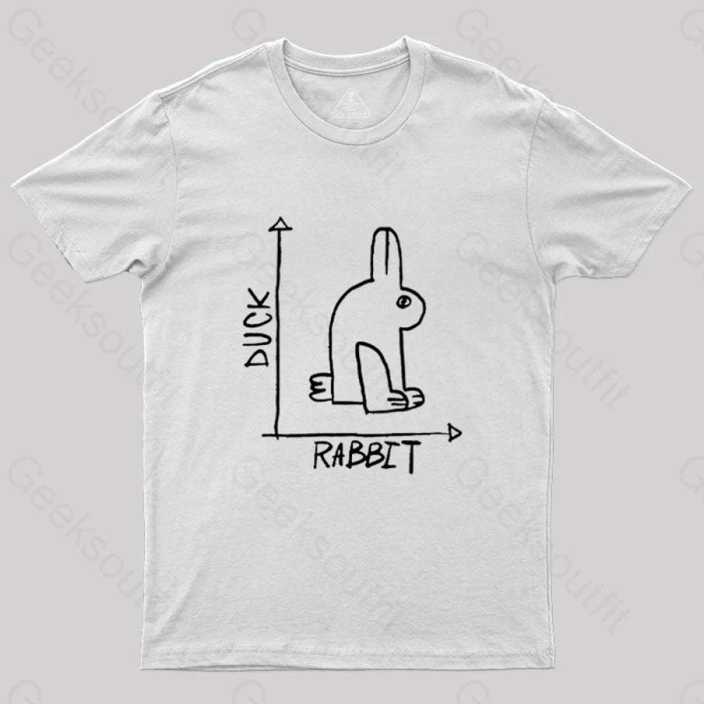 Funny Science Duck Rabbit Nerd T-Shirt White / S