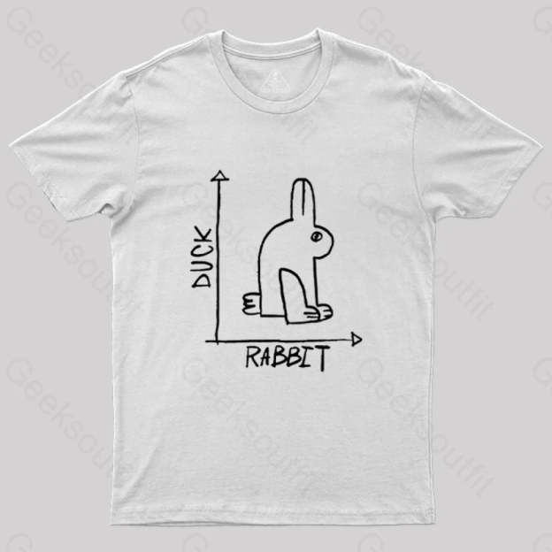 Funny Science Duck Rabbit Nerd T-Shirt White / S
