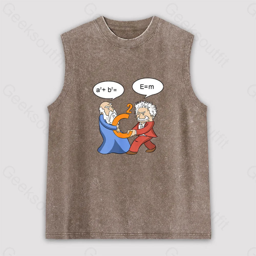 Funny Scientist Unisex Washed Tank Brown / S