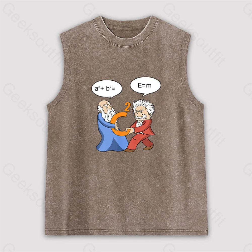 Funny Scientist Unisex Washed Tank Brown / S
