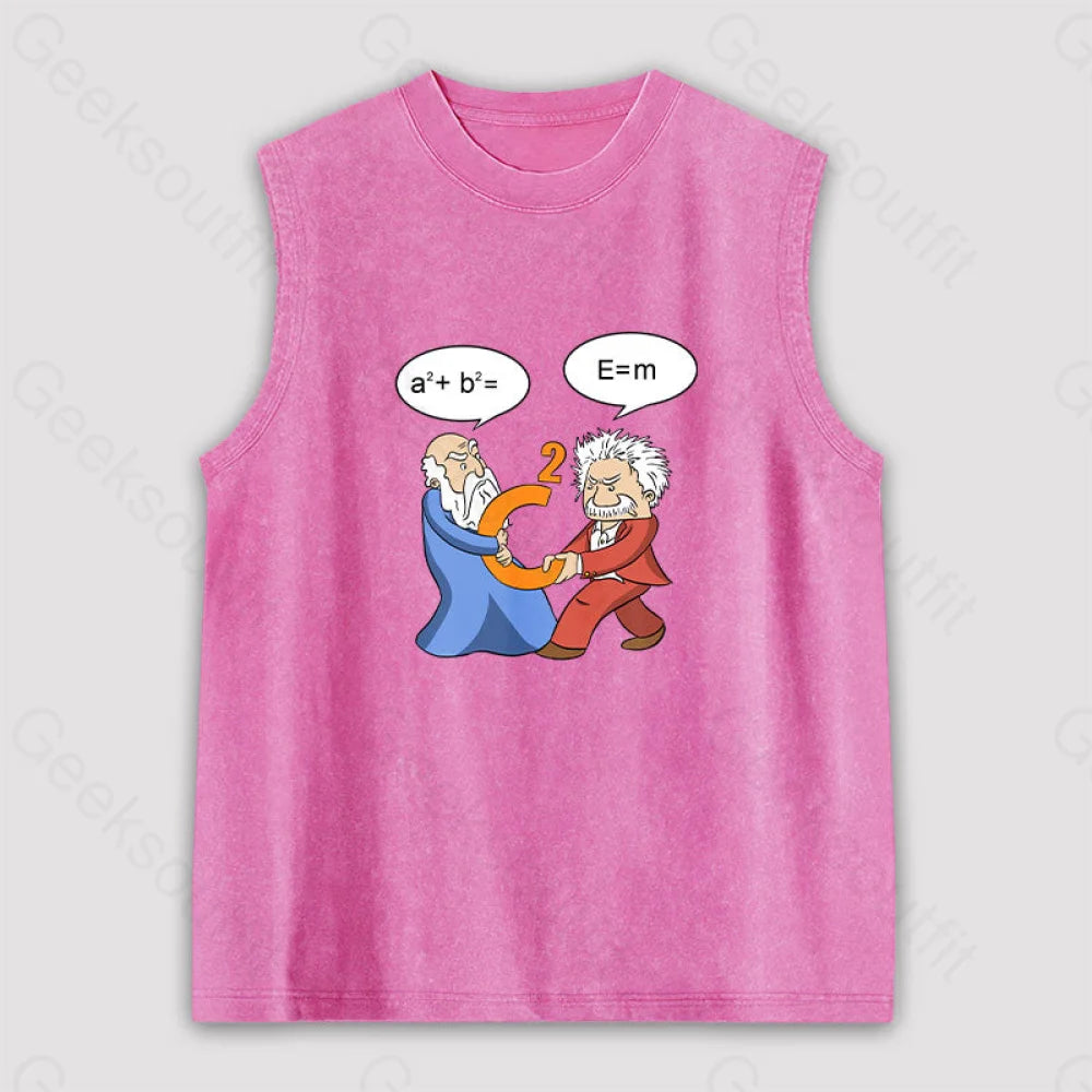 Funny Scientist Unisex Washed Tank Pink / S