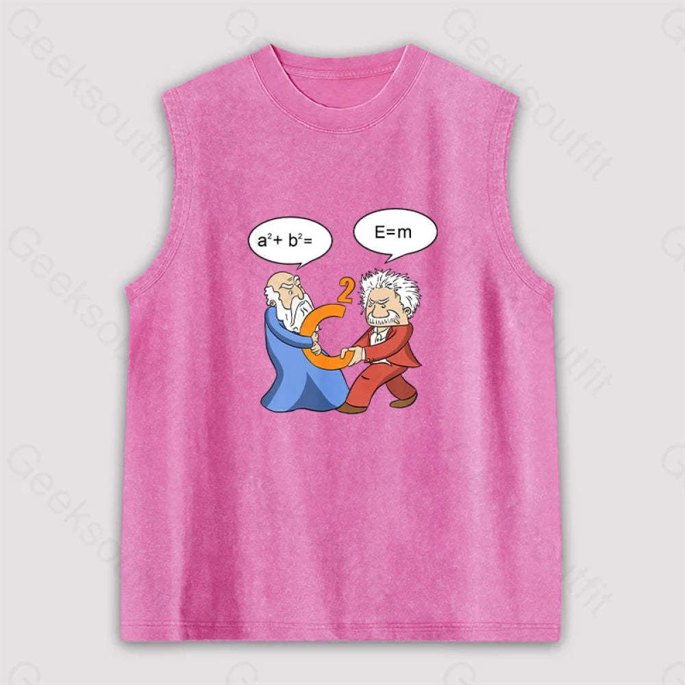 Funny Scientist Unisex Washed Tank Pink / S